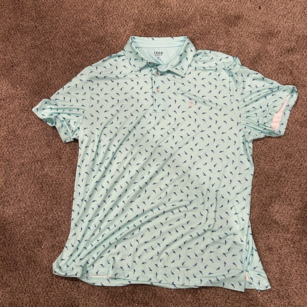 IZOD Men's Mint Green Patterned Polo Shirt